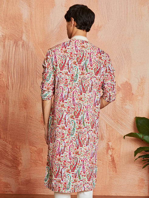 Men's Cream Crepe Kurta