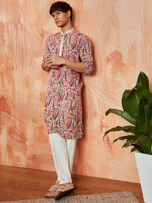 Men's Cream Crepe Kurta
