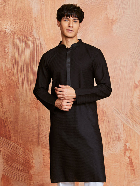 Men's Black Cotton Kurta
