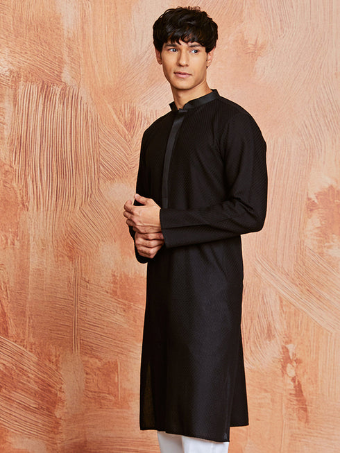 Men's Black Cotton Kurta