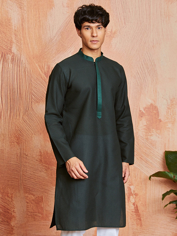 Men's Bottle Green Cotton Kurta