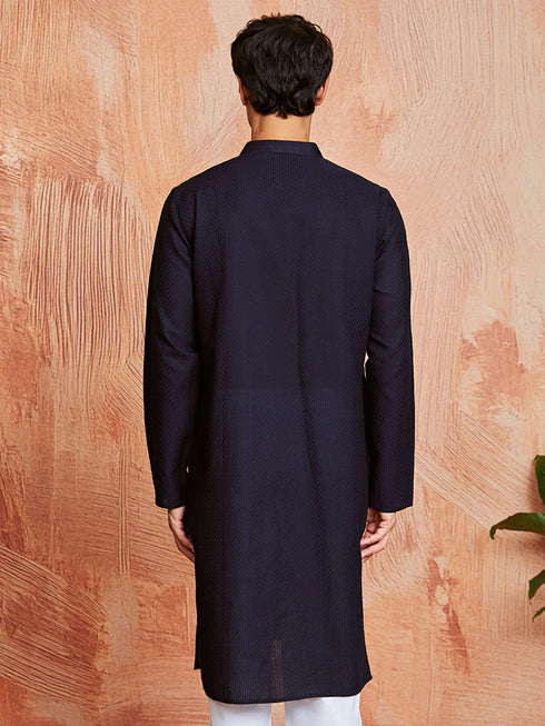 Men's Navy Blue Cotton Kurta