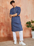 Men's Navy Blue Cotton Kurta And Pyjama Set