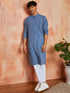 Men's Blue Cotton Kurta And Pyjama Set