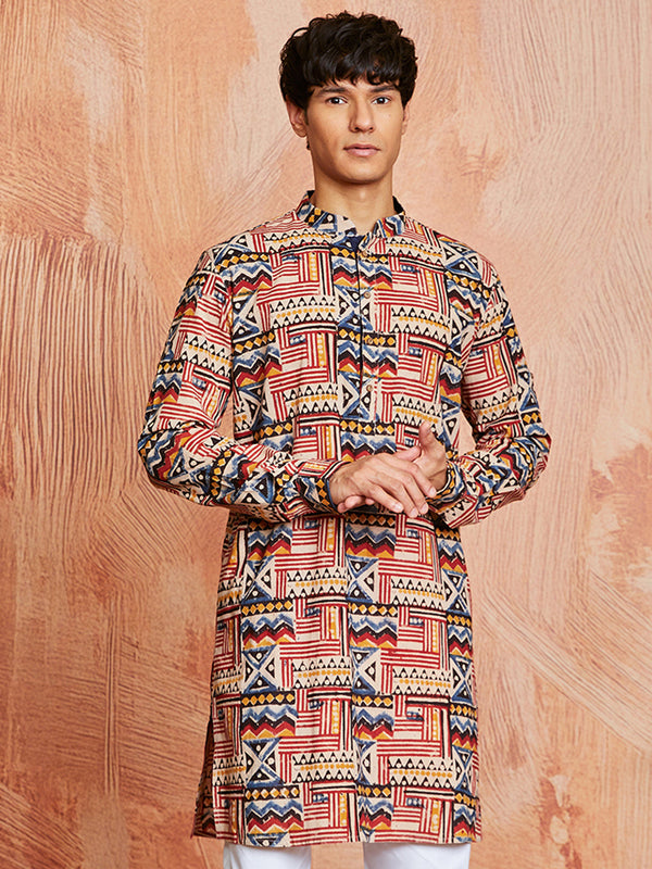 Men's Multi Color Cotton Kurta