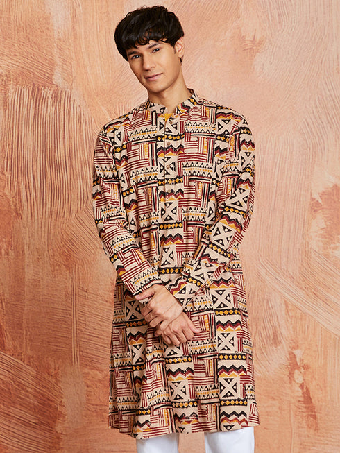 Men's Multi Color Cotton Kurta
