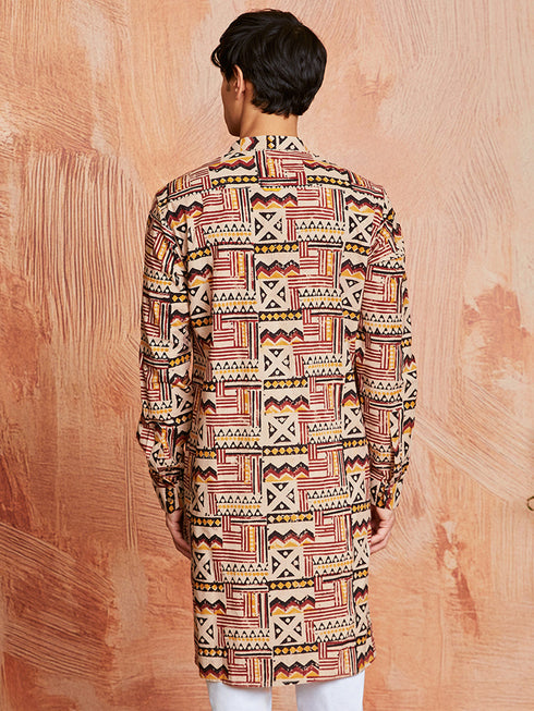 Men's Multi Color Cotton Kurta