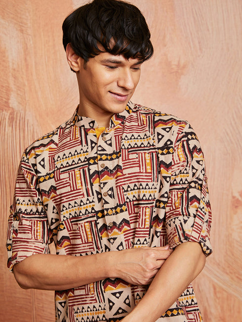 Men's Multi Color Cotton Kurta And Pyjama Set