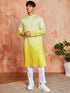 Men's Yellow Cotton Silk Kurta And Pyjama Set