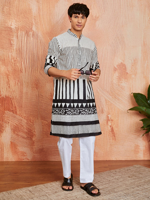 Men's Black Cotton Kurta