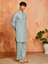 Men's Sea Green Cotton Slub Kurta And Pyjama Set