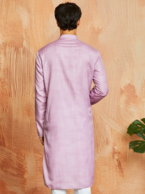 Men's Onion Pink Cotton Blend Kurta