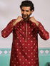 Men's Maroon Silk Blend Kurta