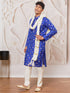 Men's Royal Blue Silk Blend Kurta,Pant And Dupatta Set