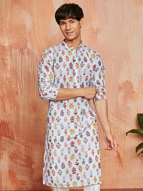 Men's Aqua Silk Blend Kurta