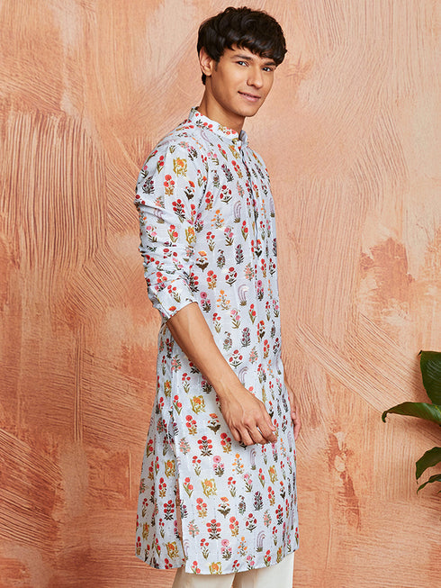 Men's Aqua Silk Blend Kurta