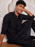 Men's Black Viscose Kurta