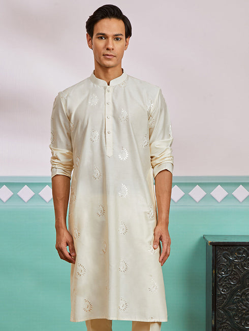 Men's Cream Viscose Kurta