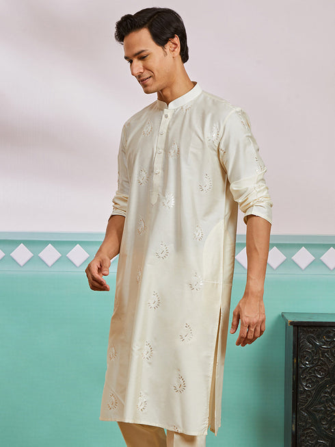 Men's Cream Viscose Kurta