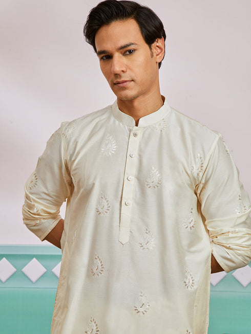 Men's Cream Viscose Kurta