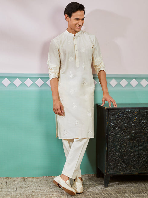 Men's Cream Viscose Kurta