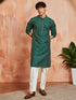 Men's Bottle Green Silk Blend Kurta