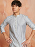 Men's Grey Silk Blend Kurta