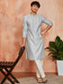 Men's Grey Silk Blend Kurta