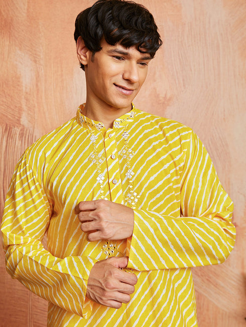 Men's Yellow Cotton Kurta