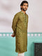 Men's Green Cotton Silk Kurta
