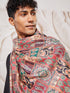 Men's Black Silk Blend Kurta,Pyjama And Dupatta Set.