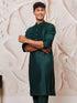Men's Bottle Green Silk Blend Kurta