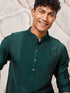 Men's Bottle Green Silk Blend Kurta