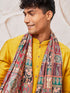 Men's Mustard Silk Blend Kurta,Pyjama And Dupatta Set.
