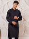 Men's Black Fine Satin Kurta