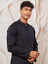 Men's Black Fine Satin Kurta