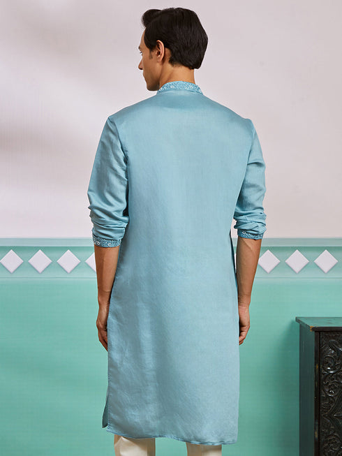 Men's Aqua Silk Blend Kurta