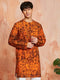 Men's Orange Cotton Kurta