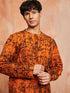 Men's Orange Cotton Kurta