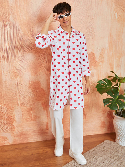 Men's White Cotton Kurta And Pyjama Set
