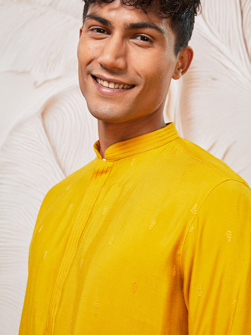 Men's Mustard Cotton Blend Only Kurta