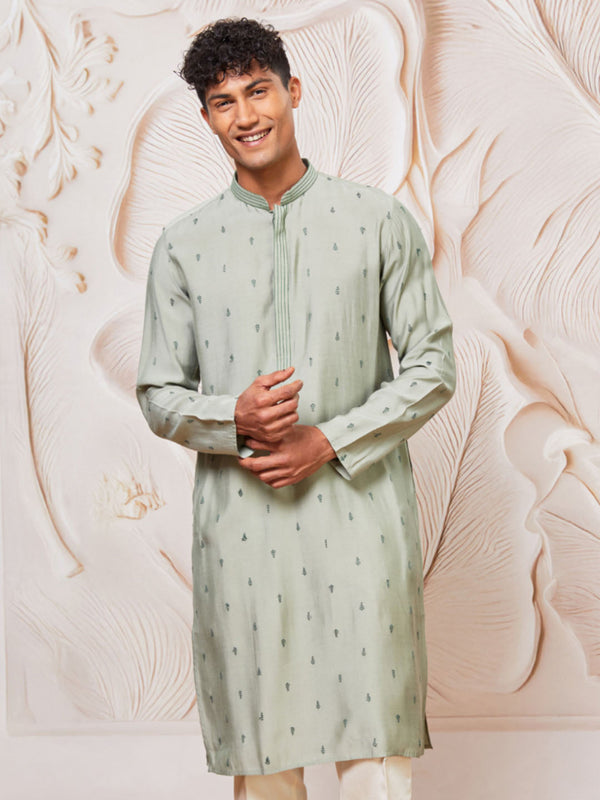 Men's Mint Green Cotton Blend Only Kurta