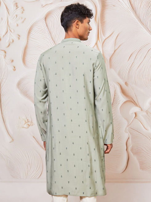 Men's Mint Green Cotton Blend Only Kurta