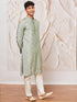 Men's Mint Green Cotton Blend Kurta Pant Set
