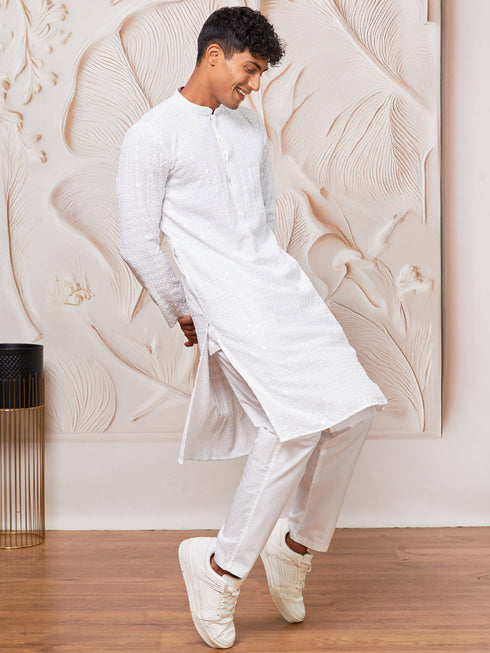 Men's White Rayon Only Kurta