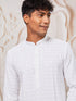 Men's White Rayon Kurta Pyjama Set