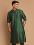 Men's Green Cotton Silk Blend Kurta