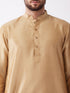 Men's Rose Gold And Gold Silk Blend Kurta And Dhoti Set