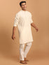 Men's Cream Cotton Kurta With Cream Pant Set