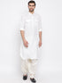 Men's Cream Cotton Blend Pathani Suit Set